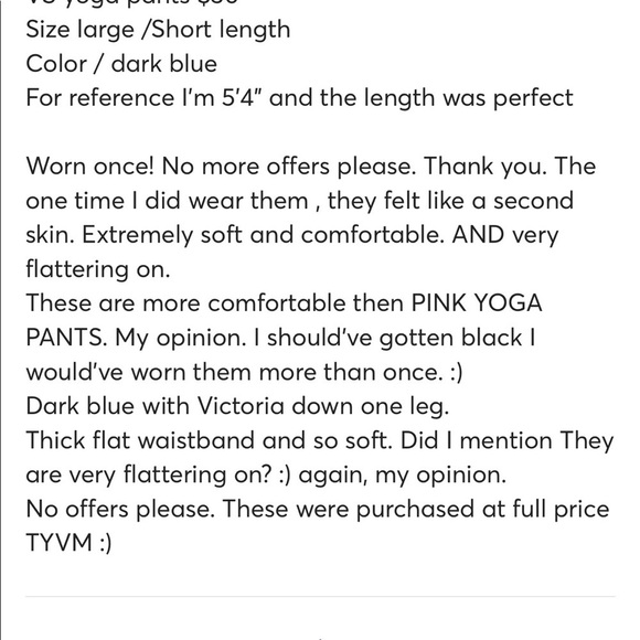 Victoria Sport Navy Blue Yoga Pant Large Worn Once - Picture 8 of 8